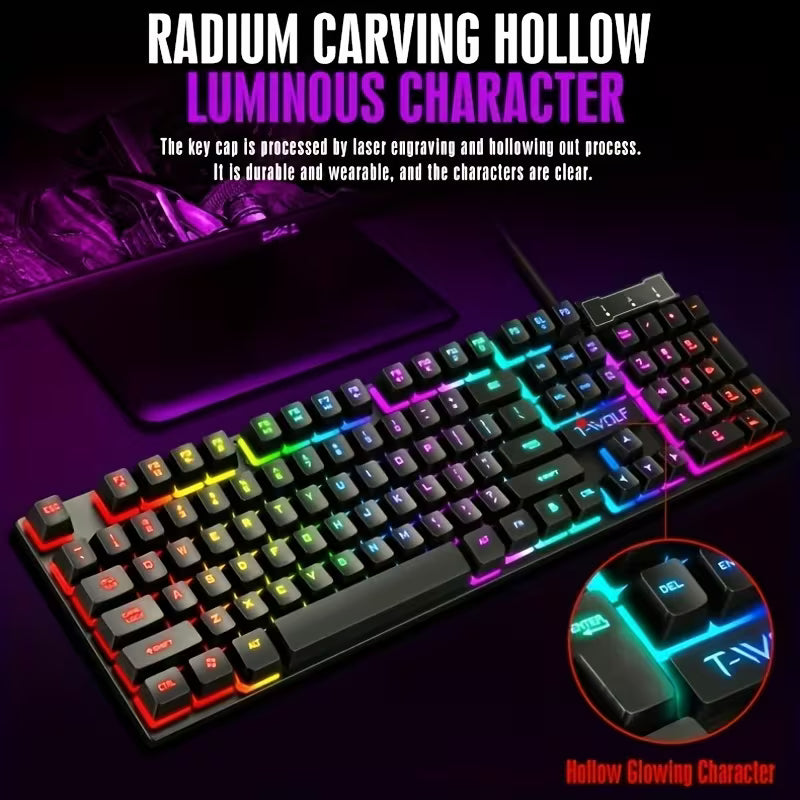2-in-1 Gaming Keyboard & Mouse Combo – Wired USB RGB Backlit Set