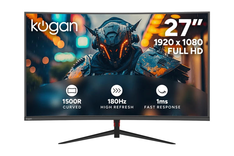 Kogan 27" Curved Full HD 180Hz 1ms FreeSync Gaming Monitor (1920 x 1080)