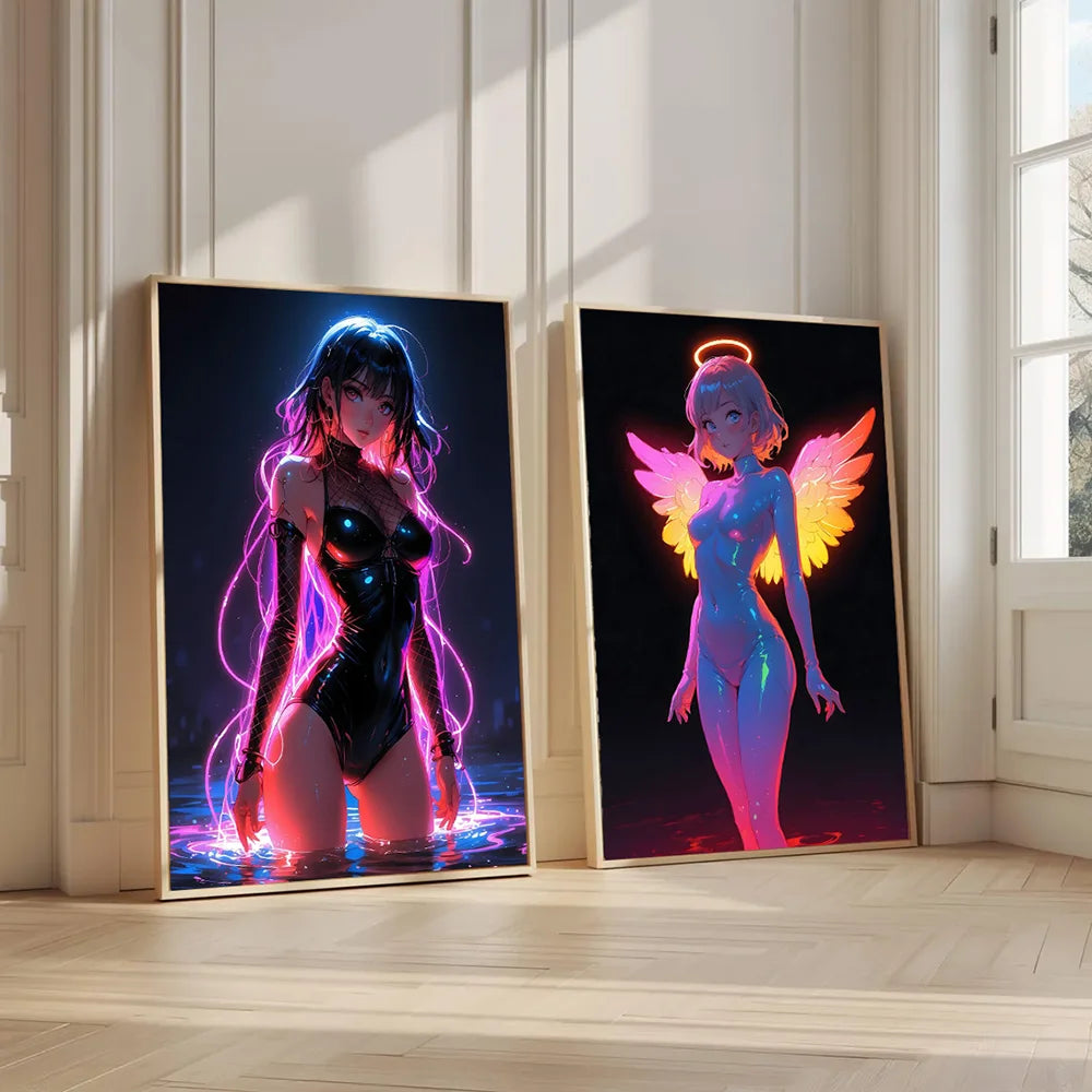 Anime Girls Canvas Painting, Hot Girl Poster Canvas Prints, Coquette Room Decor, Girly Wall Art For Home Decoration Unframed
