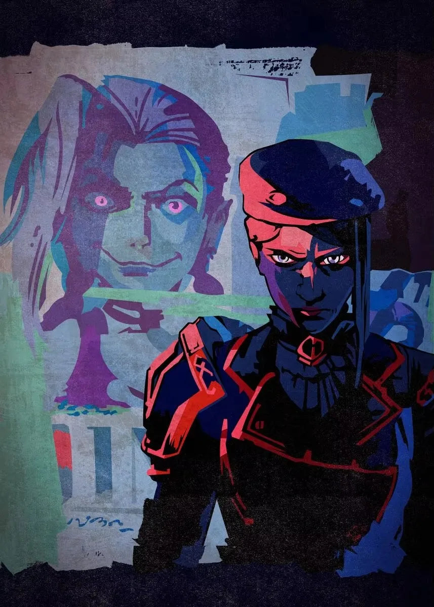 Arcane Season 2 Jinx VI Graffiti Poster Caitlyn Jayce Viktor Character Poster Arcane TV Series Wall Decor Canvas Aesthetic Print