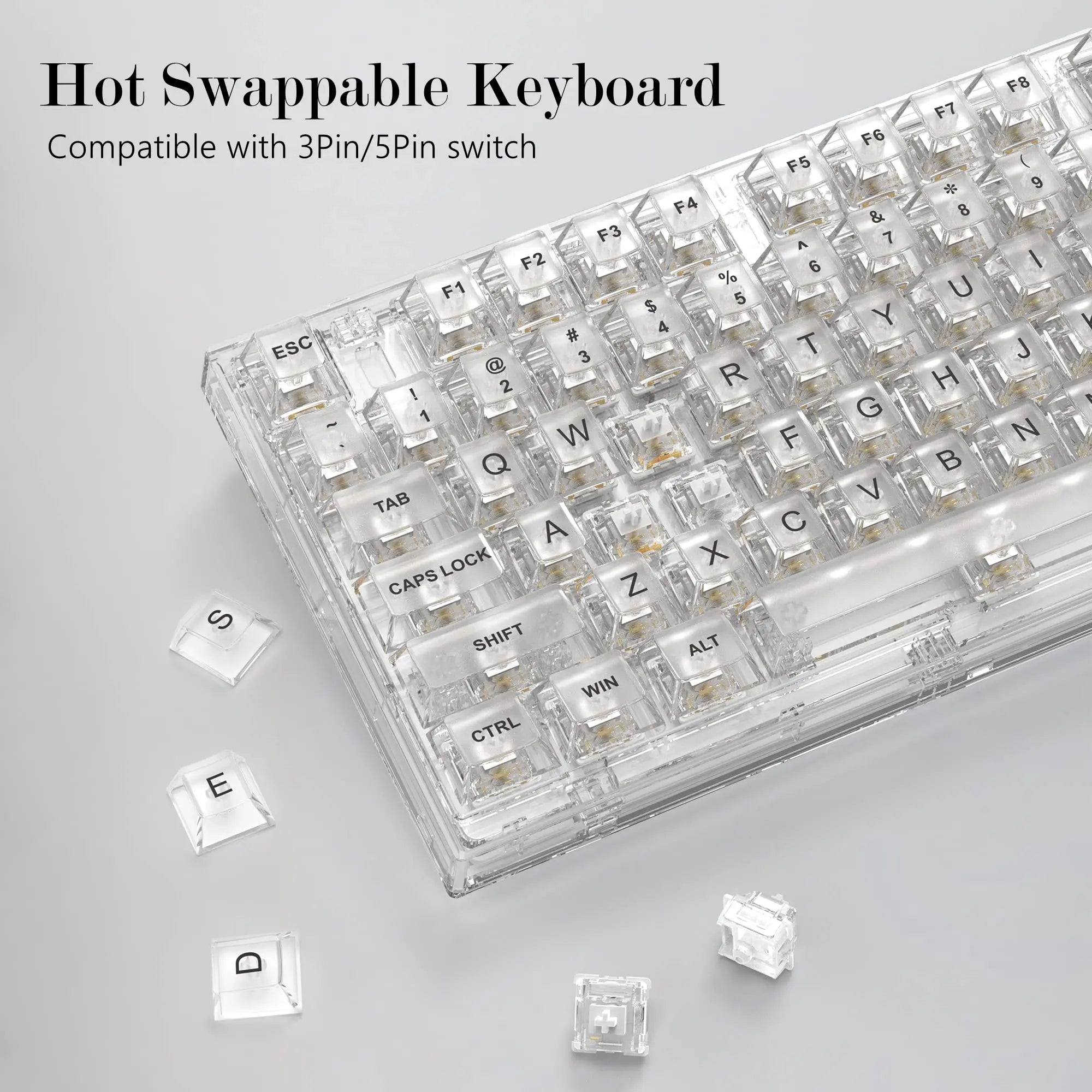 Womier K75 White 75% Percent Mechanical Gaming Keyboard 82 Keys Gasket Wired Custom Keyboard RGB Clear Hot Swap for Mac/Win