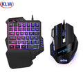 RGB Backlit Gaming Keyboard And Mouse Combo One-Handed Keypad with 3200 DPI Mouse Game Converter for PS4 Xbox Nintendo Switch
