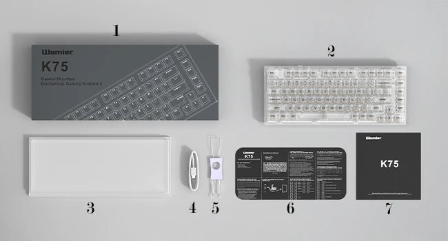 Womier K75 White 75% Percent Mechanical Gaming Keyboard 82 Keys Gasket Wired Custom Keyboard RGB Clear Hot Swap for Mac/Win