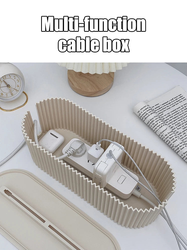 Cable Management Box,Large Socket Organizer for Desk,Hide Messy Wires&Power Strip Cover,Charging Station Storage for Home Office