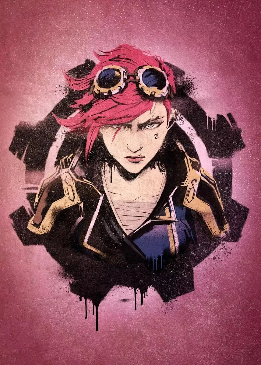 Arcane Season 2 Jinx VI Graffiti Poster Caitlyn Jayce Viktor Character Poster Arcane TV Series Wall Decor Canvas Aesthetic Print