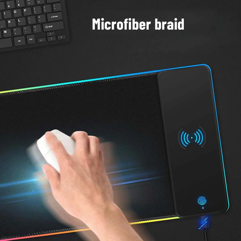 Dragon RGB Gaming Mouse Pad with Wrist Rest & Wireless Charging