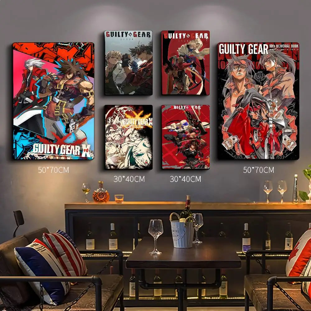 Guilty Gear Game Anime Vintage Posters Sticky Whitepaper Prints Posters Artwork Posters Wall Stickers