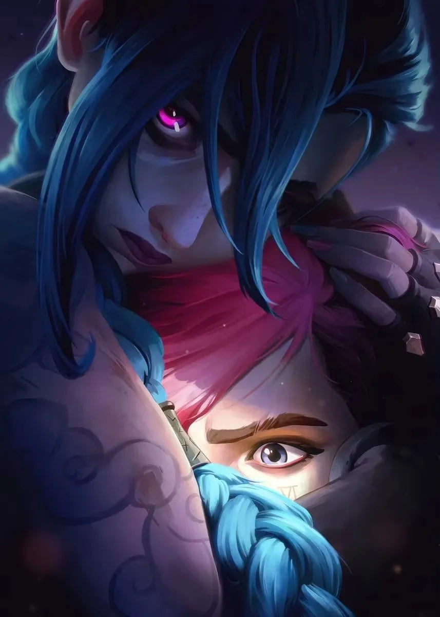 Arcane Season 2 Jinx VI Graffiti Poster Caitlyn Jayce Viktor Character Poster Arcane TV Series Wall Decor Canvas Aesthetic Print