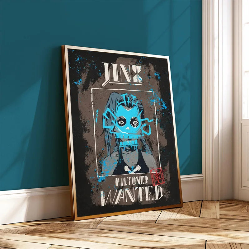 Arcane Season 2 Jinx VI Graffiti Poster Caitlyn Jayce Viktor Character Poster Arcane TV Series Wall Decor Canvas Aesthetic Print