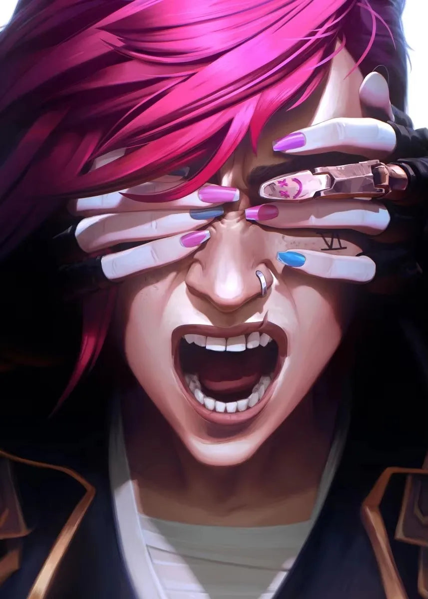 Arcane Season 2 Jinx VI Graffiti Poster Caitlyn Jayce Viktor Character Poster Arcane TV Series Wall Decor Canvas Aesthetic Print