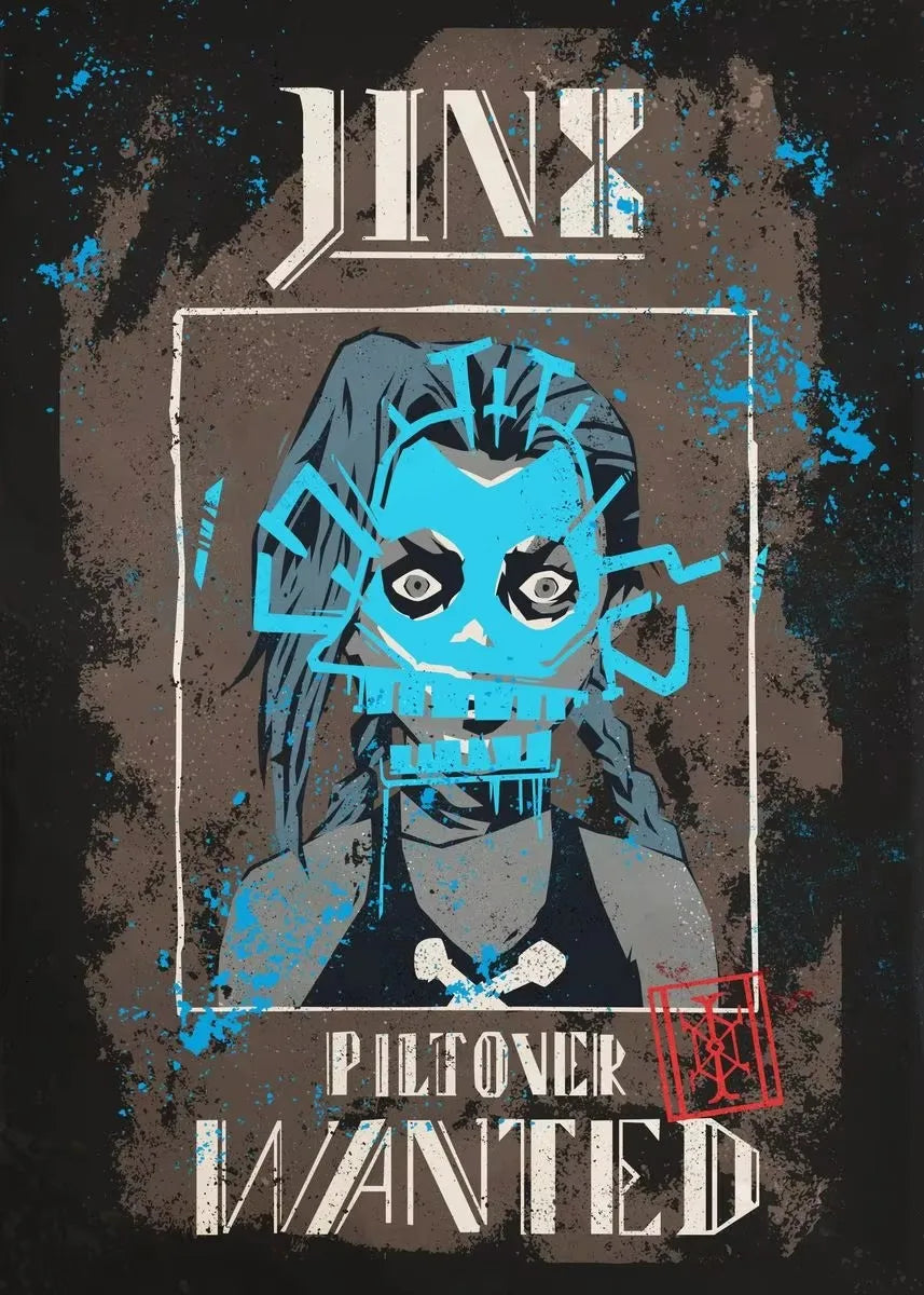 Arcane Season 2 Jinx VI Graffiti Poster Caitlyn Jayce Viktor Character Poster Arcane TV Series Wall Decor Canvas Aesthetic Print