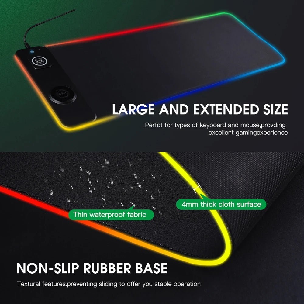 3-in-1 RGB Gaming Mouse Pad with Magnetic Wireless Charging (Phone, Watch & Earbuds) – XXL Desk Mat 80x30cm