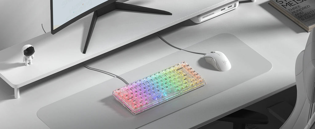 Womier K75 White 75% Percent Mechanical Gaming Keyboard 82 Keys Gasket Wired Custom Keyboard RGB Clear Hot Swap for Mac/Win