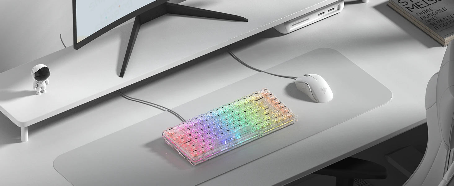 Womier K75 White 75% Percent Mechanical Gaming Keyboard 82 Keys Gasket Wired Custom Keyboard RGB Clear Hot Swap for Mac/Win