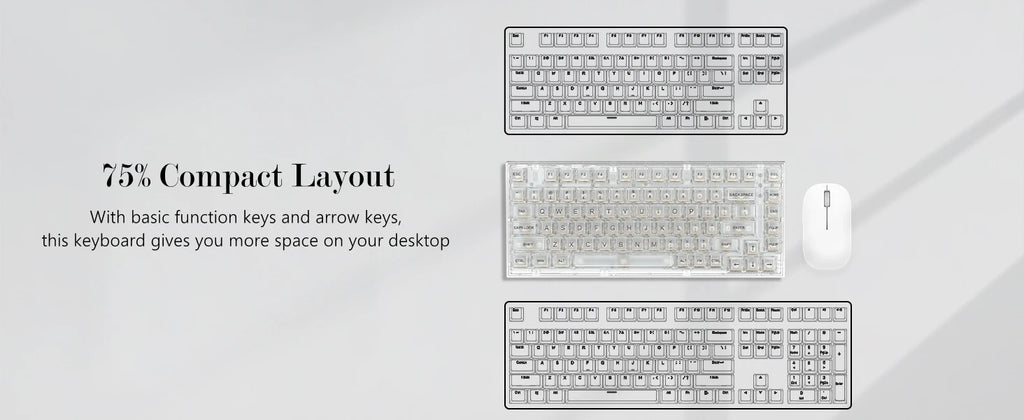 Womier K75 White 75% Percent Mechanical Gaming Keyboard 82 Keys Gasket Wired Custom Keyboard RGB Clear Hot Swap for Mac/Win
