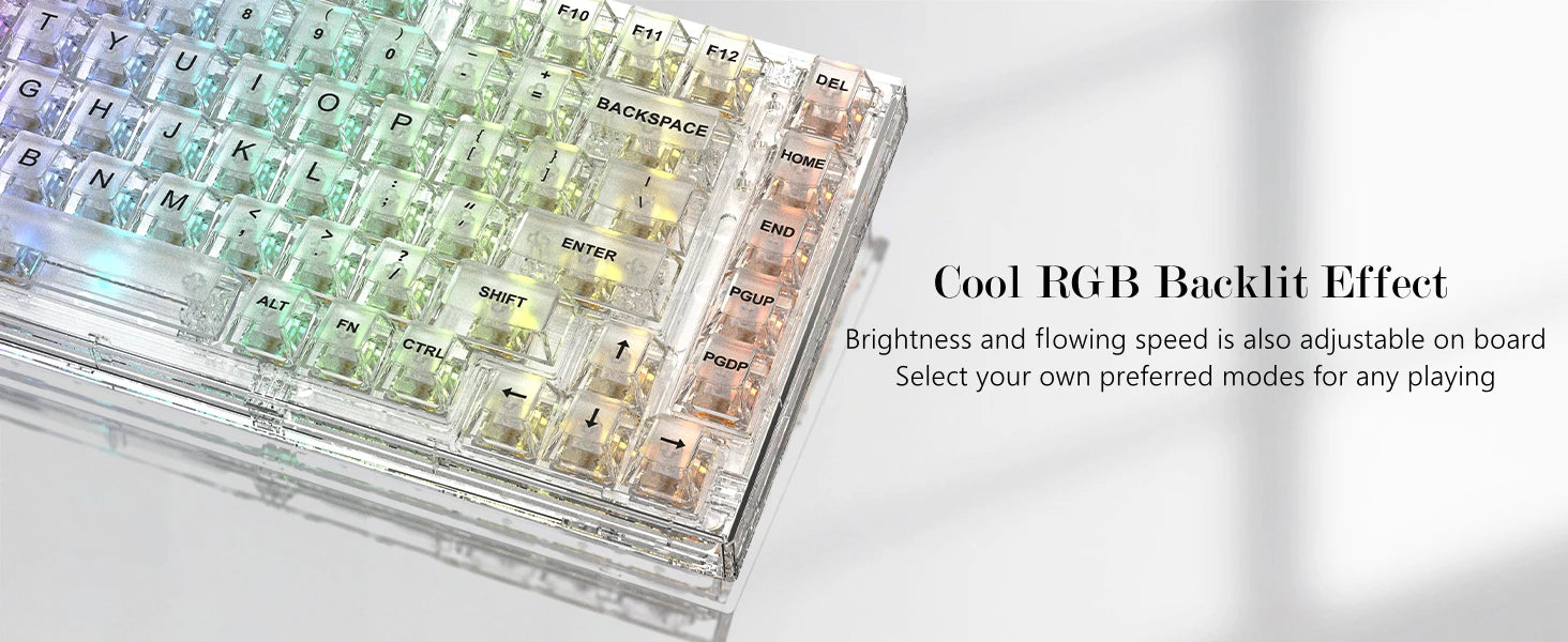 Womier K75 White 75% Percent Mechanical Gaming Keyboard 82 Keys Gasket Wired Custom Keyboard RGB Clear Hot Swap for Mac/Win