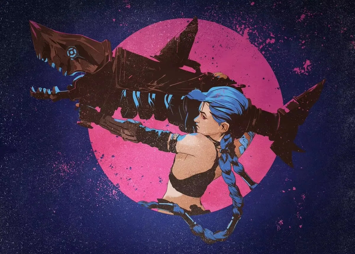 Arcane Season 2 Jinx VI Graffiti Poster Caitlyn Jayce Viktor Character Poster Arcane TV Series Wall Decor Canvas Aesthetic Print