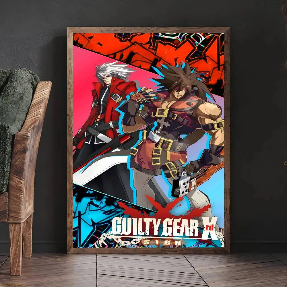 Guilty Gear Game Anime Vintage Posters Sticky Whitepaper Prints Posters Artwork Posters Wall Stickers