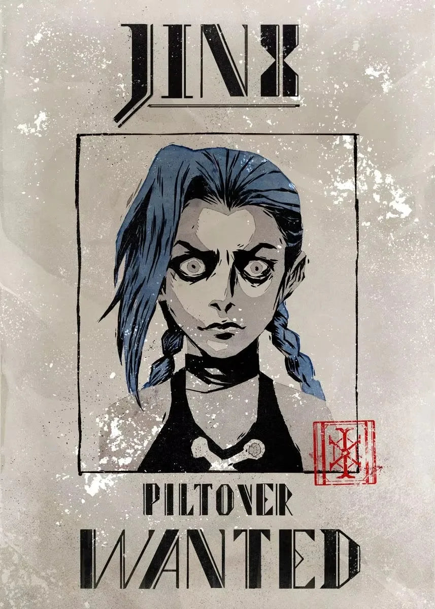 Arcane Season 2 Jinx VI Graffiti Poster Caitlyn Jayce Viktor Character Poster Arcane TV Series Wall Decor Canvas Aesthetic Print