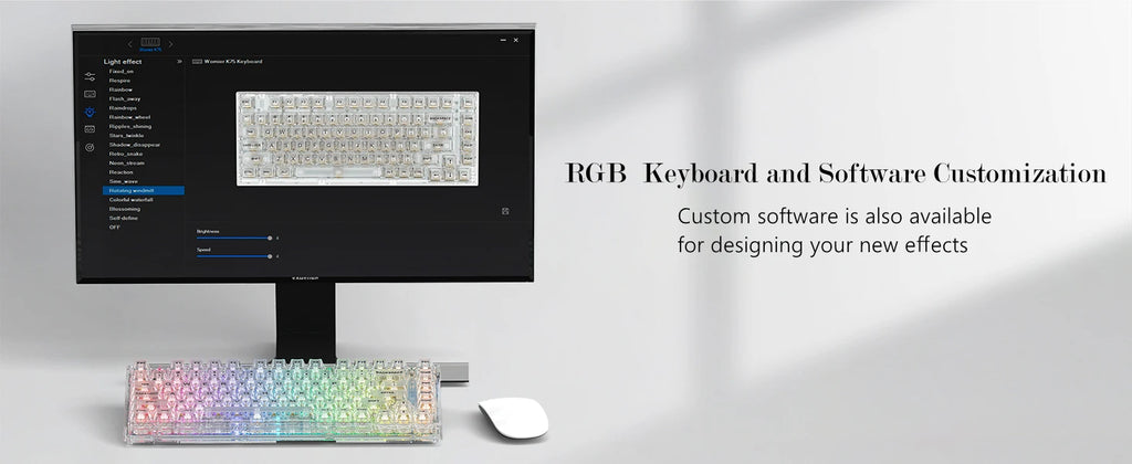 Womier K75 White 75% Percent Mechanical Gaming Keyboard 82 Keys Gasket Wired Custom Keyboard RGB Clear Hot Swap for Mac/Win