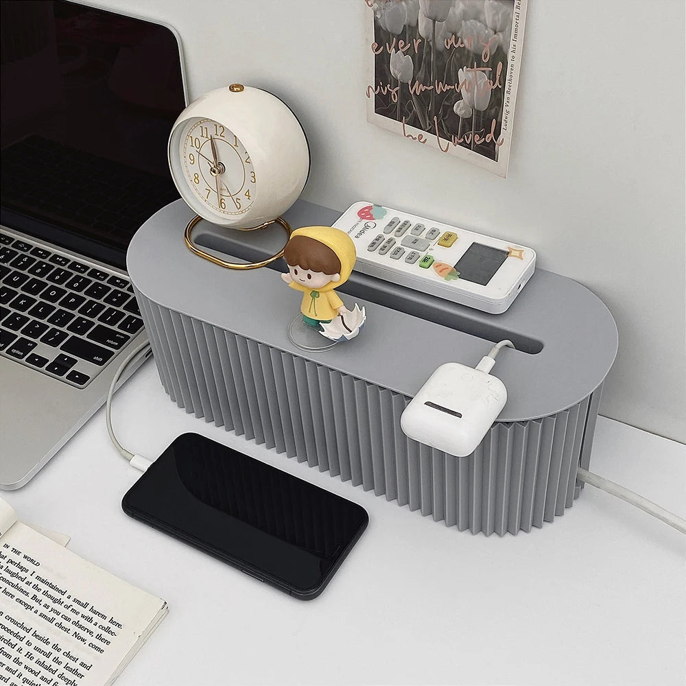 Cable Management Box,Large Socket Organizer for Desk,Hide Messy Wires&Power Strip Cover,Charging Station Storage for Home Office