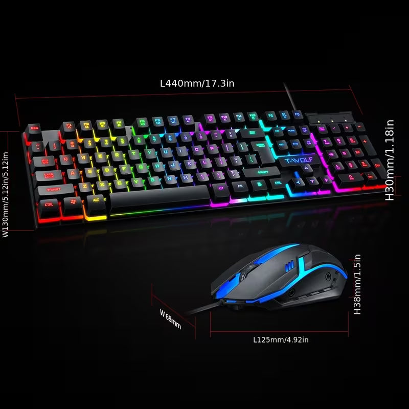 2-in-1 Gaming Keyboard & Mouse Combo – Wired USB RGB Backlit Set